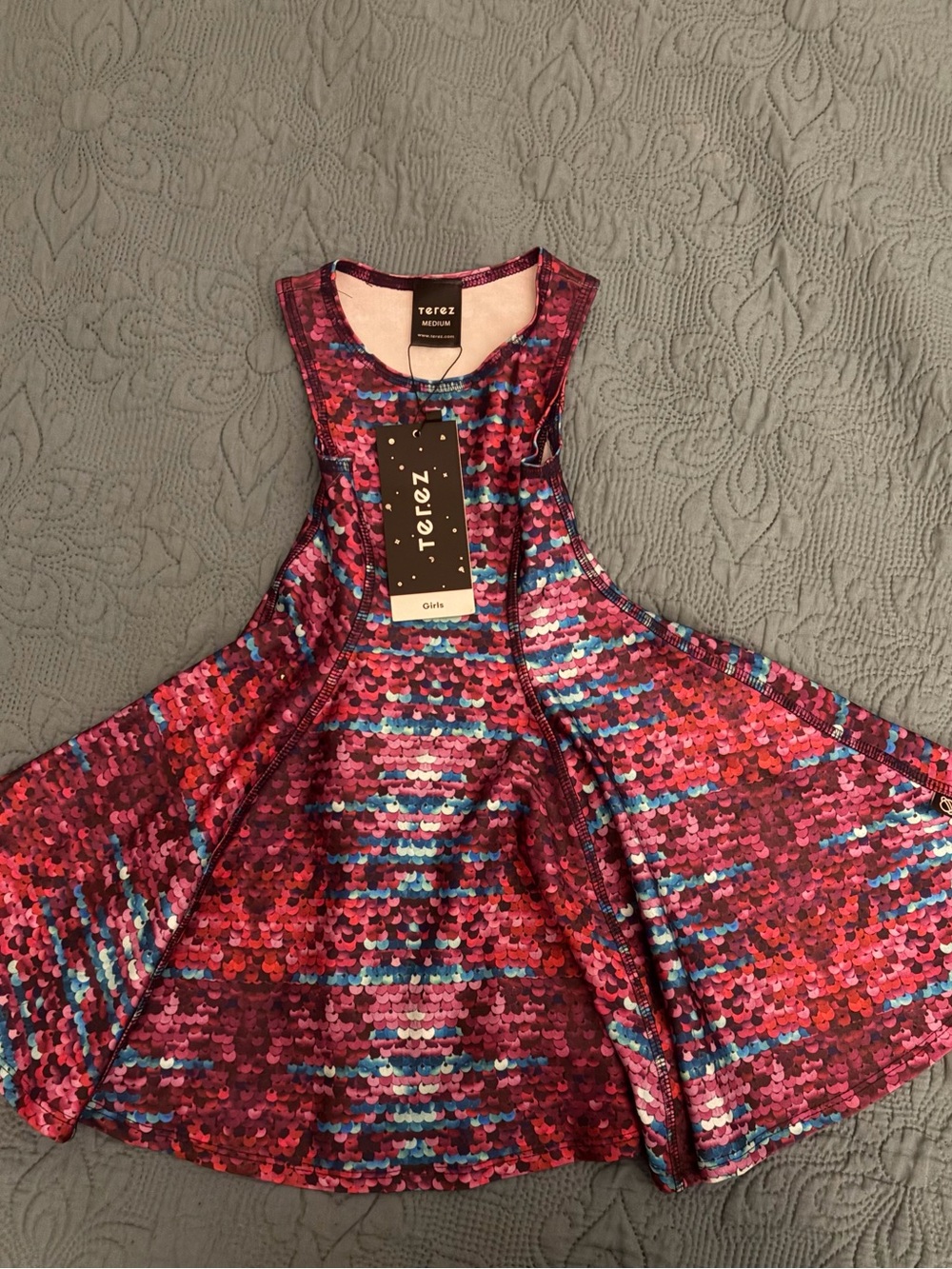 Terez Girls' Pink Sequin Print Skater Dress